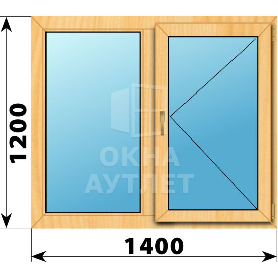 Двухстворчатое окно из сосны 1400×1200 Г-П ОА-42016