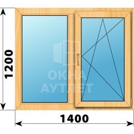 Двухстворчатое окно из сосны 1400×1200 Г-ПО ОА-42022