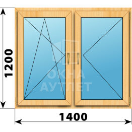 Двухстворчатое окно из сосны 1400×1200 ПО-П ОА-41194