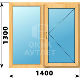 Двухстворчатое окно из сосны 1400×1300 Г-П ОА-42061