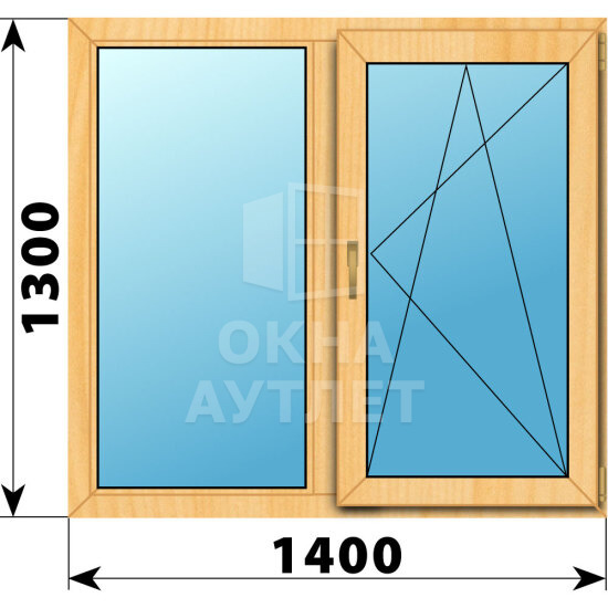 Двухстворчатое окно из сосны 1400×1300 Г-ПО ОА-42091