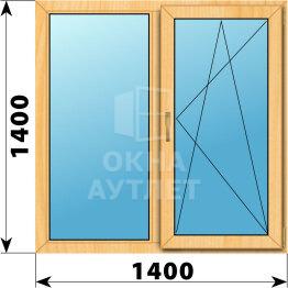 Двухстворчатое окно из сосны 1400×1400 Г-ПО ОА-42148