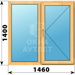 Двухстворчатое окно из сосны 1460×1400 Г-П ОА-42151