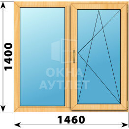 Двухстворчатое окно из сосны 1460×1400 Г-ПО ОА-42175