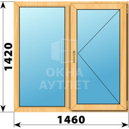 Двухстворчатое окно из сосны 1460×1420 Г-П ОА-42154