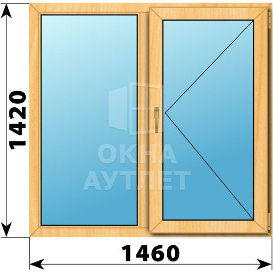 Двухстворчатое окно из сосны 1460×1420 Г-П ОА-42154