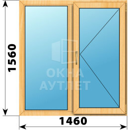 Двухстворчатое окно из сосны 1460×1560 Г-П ОА-42226