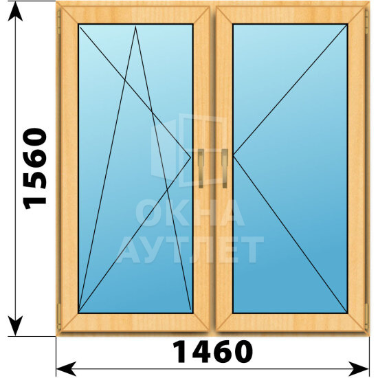 Двухстворчатое окно из сосны 1460×1560 ПО-П ОА-43396