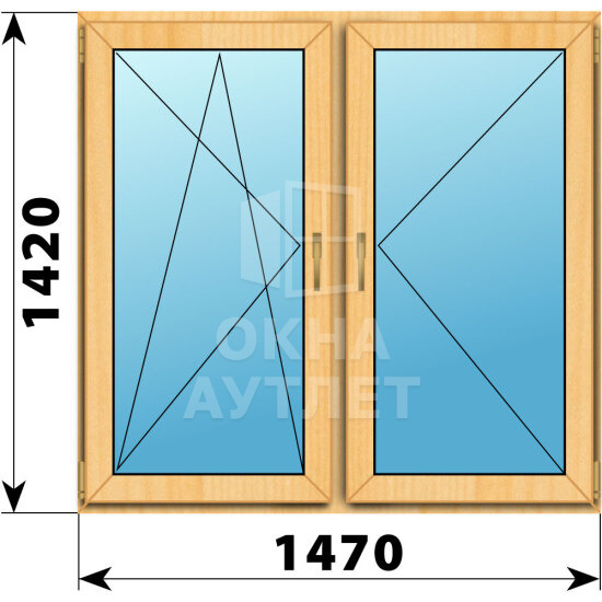 Двухстворчатое окно из сосны 1470×1420 ПО-П ОА-42418