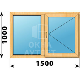 Двухстворчатое окно из сосны 1500×1000 Г-П ОА-43255