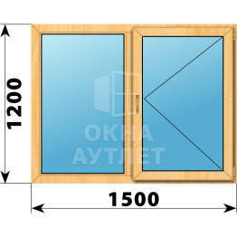 Двухстворчатое окно из сосны 1500×1200 Г-П ОА-42046