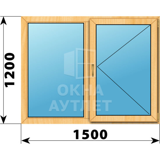 Двухстворчатое окно из сосны 1500×1200 Г-П ОА-42046