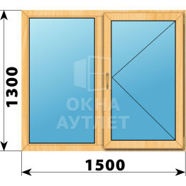 Двухстворчатое окно из сосны 1500×1300 Г-П ОА-42106