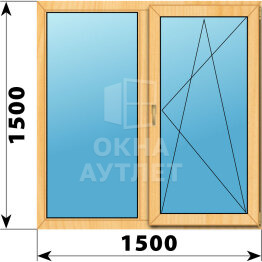 Двухстворчатое окно из сосны 1500×1500 Г-ПО ОА-42238