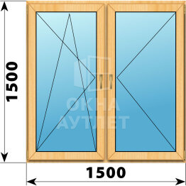 Двухстворчатое окно из сосны 1500×1500 ПО-П ОА-42475