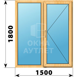 Двухстворчатое окно из сосны 1500×1800 Г-П ОА-41074