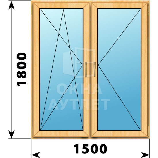 Двухстворчатое окно из сосны 1500×1800 ПО-П ОА-42613