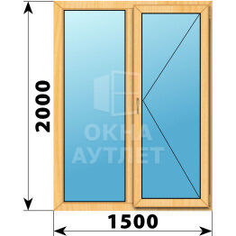 Двухстворчатое окно из сосны 1500×2000 Г-П ОА-42448