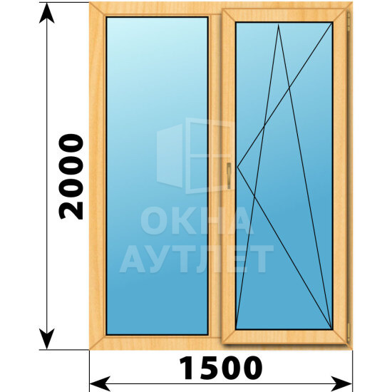Двухстворчатое окно из сосны 1500×2000 Г-ПО ОА-42469