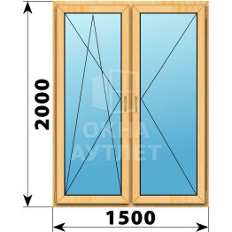 Двухстворчатое окно из сосны 1500×2000 ПО-П ОА-41155