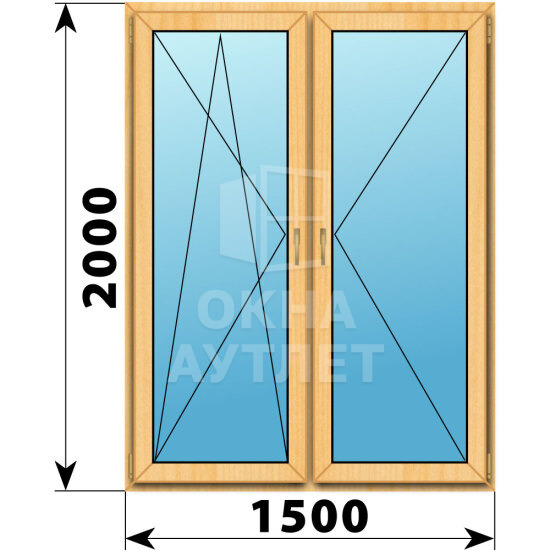 Двухстворчатое окно из сосны 1500×2000 ПО-П ОА-41155