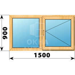 Двухстворчатое окно из сосны 1500×900 Г-П ОА-43234