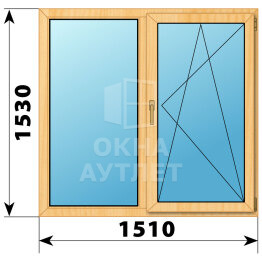 Двухстворчатое окно из сосны 1510×1530 Г-ПО ОА-42265