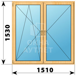 Двухстворчатое окно из сосны 1510×1530 ПО-П ОА-43400