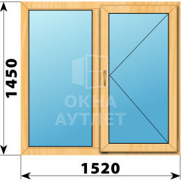Двухстворчатое окно из сосны 1520×1450 Г-П ОА-43330