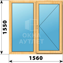 Двухстворчатое окно из сосны 1560×1550 Г-П ОА-43336
