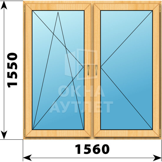Двухстворчатое окно из сосны 1560×1550 ПО-П ОА-42514