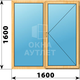 Двухстворчатое окно из сосны 1600×1600 Г-П ОА-42310