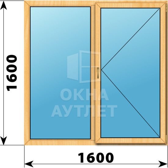 Двухстворчатое окно из сосны 1600×1600 Г-П ОА-42310