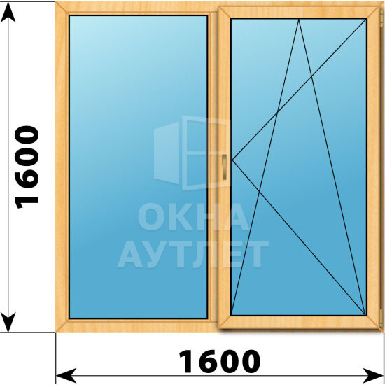 Двухстворчатое окно из сосны 1600×1600 Г-ПО ОА-43352