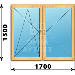 Двухстворчатое окно из сосны 1700×1500 ПО-П ОА-43414