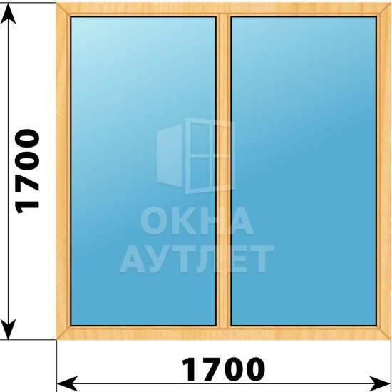 Двухстворчатое окно из сосны 1700×1700 Г-Г ОА-42064