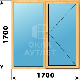 Двухстворчатое окно из сосны 1700×1700 Г-П ОА-42385