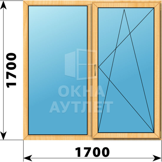Двухстворчатое окно из сосны 1700×1700 Г-ПО ОА-42397