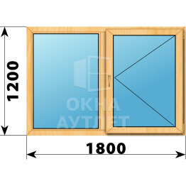 Двухстворчатое окно из сосны 1800×1200 Г-П ОА-43324