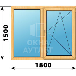 Двухстворчатое окно из сосны 1800×1500 Г-ПО ОА-43361