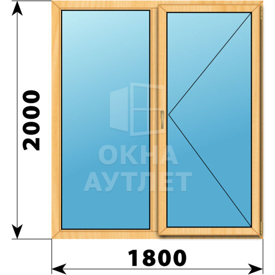 Двухстворчатое окно из сосны 1800×2000 Г-П ОА-42547
