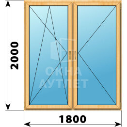 Двухстворчатое окно из сосны 1800×2000 ПО-П ОА-42778