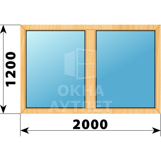 Двухстворчатое окно из сосны 2000×1200 Г-Г ОА-43252