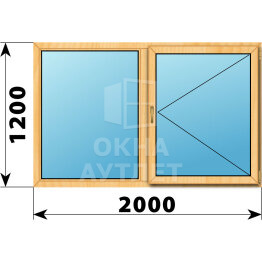 Двухстворчатое окно из сосны 2000×1200 Г-П ОА-42244
