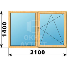 Двухстворчатое окно из сосны 2100×1400 Г-ПО ОА-42394