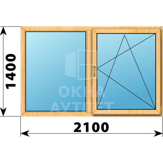 Двухстворчатое окно из сосны 2100×1400 Г-ПО ОА-42394