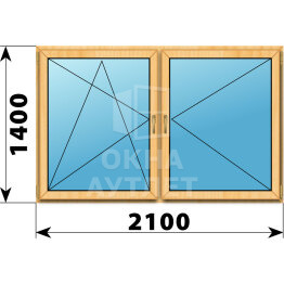 Двухстворчатое окно из сосны 2100×1400 ПО-П ОА-42643