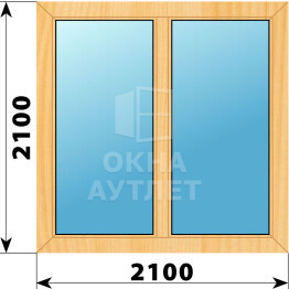 Двухстворчатое окно из сосны 2100×2100 Г-Г ОА-42406