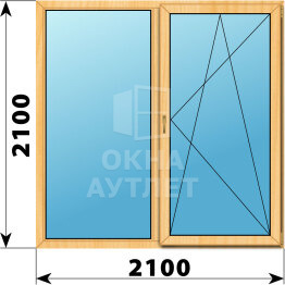 Двухстворчатое окно из сосны 2100×2100 Г-ПО ОА-42700