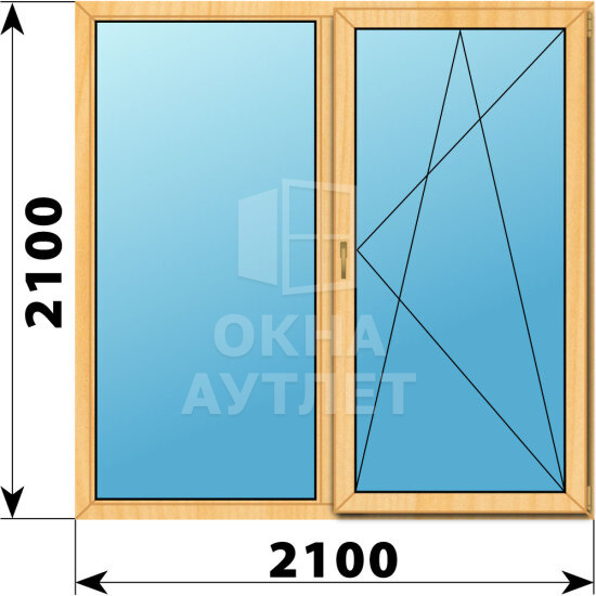 Двухстворчатое окно из сосны 2100×2100 Г-ПО ОА-42700